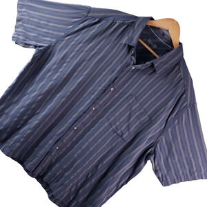 REI Men’s Button-Up Shirt Size XXL Short Sleeve Embroidered Rayon Blend Striped